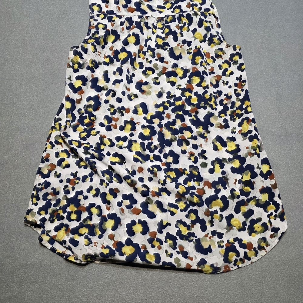 CAbi Chic Women's Sleeveless Blouse - Black, Blue, Yellow Print - Cheetah PTP 19 - Picture 3 of 5
